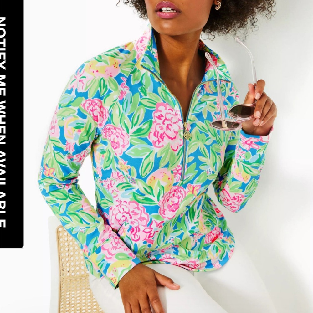 Floral Quarter-Zip Pullover